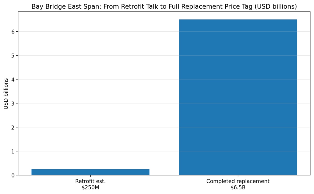 Bridges and Tunnels: The contract amendments that double budgets 6 bt amendments chart6 baybridge retrofit to final